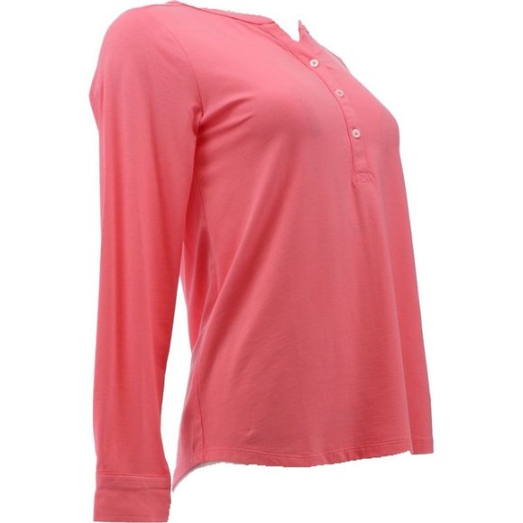 NWT LANDS' END WOMEN'S LONG SLEEVE BUTTON CUFF TUNIC RICH ZINNIA PXS - Picture 4 of 10